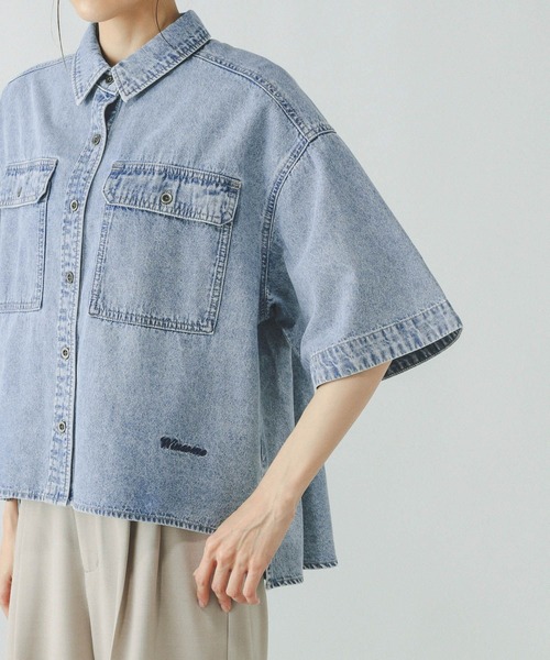 GLOBAL WORK（グローバルワーク）の「GOODデニムシャツ半袖/288639（シャツ/ブラウス・レディース・グレー系その他5/ブルー系その他6/ブルー系その他3・MEDIUM/LARGE）」の13枚目の写真