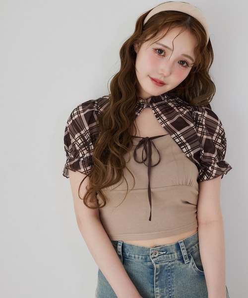 one after another NICE CLAUP（ワンアフターアナザーナイスクラップ）の「アソートボレロ+キャミソールセット（アンサンブル・レディース・ブラック/アイボリー/ブラウン系その他/ホワイト系その他・FREE）」の4枚目の写真