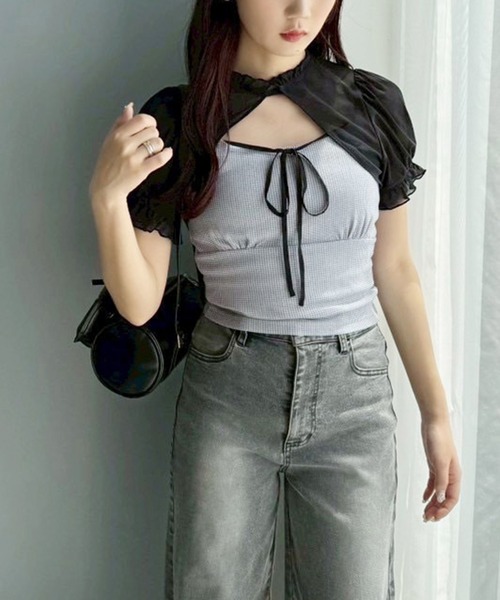 one after another NICE CLAUP（ワンアフターアナザーナイスクラップ）の「アソートボレロ+キャミソールセット（アンサンブル・レディース・ブラック/アイボリー/ブラウン系その他/ホワイト系その他・FREE）」の17枚目の写真