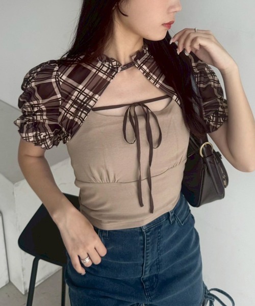 one after another NICE CLAUP（ワンアフターアナザーナイスクラップ）の「アソートボレロ+キャミソールセット（アンサンブル・レディース・ブラック/アイボリー/ブラウン系その他/ホワイト系その他・FREE）」の5枚目の写真