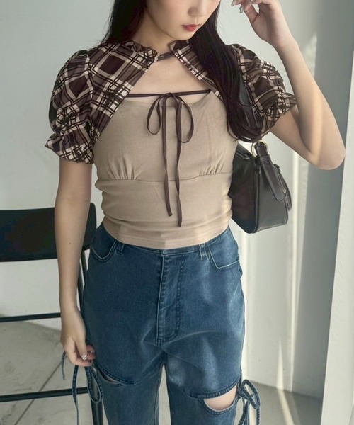 one after another NICE CLAUP（ワンアフターアナザーナイスクラップ）の「アソートボレロ+キャミソールセット（アンサンブル・レディース・ブラック/アイボリー/ブラウン系その他/ホワイト系その他・FREE）」の6枚目の写真