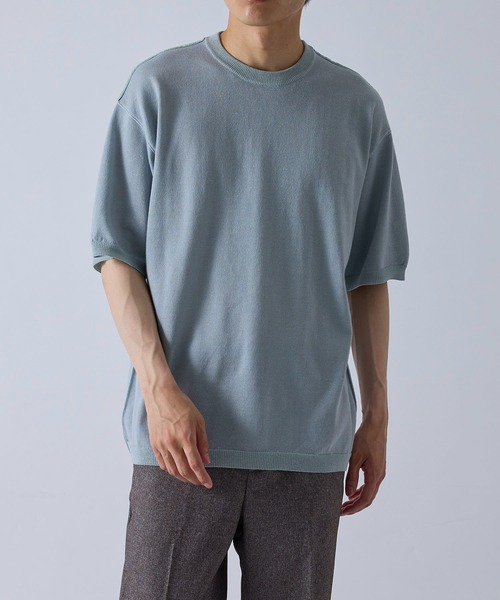 j.n.r.d(ジェー・エヌ・アール・ディー)の「j.n.r.d/ダブルジャガード半袖ニット(Tシャツ/カットソー・メンズ・ネイビー/オフホワイト/ライトグリーン・M/L/LL)」の2枚目の写真