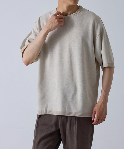 j.n.r.d(ジェー・エヌ・アール・ディー)の「j.n.r.d/ダブルジャガード半袖ニット(Tシャツ/カットソー・メンズ・ネイビー/オフホワイト/ライトグリーン・M/L/LL)」の17枚目の写真