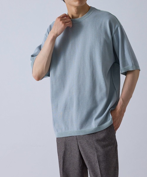 j.n.r.d(ジェー・エヌ・アール・ディー)の「j.n.r.d/ダブルジャガード半袖ニット(Tシャツ/カットソー・メンズ・ネイビー/オフホワイト/ライトグリーン・M/L/LL)」の19枚目の写真