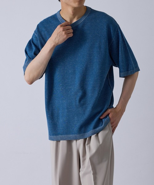 j.n.r.d(ジェー・エヌ・アール・ディー)の「j.n.r.d/ダブルジャガード半袖ニット(Tシャツ/カットソー・メンズ・ネイビー/オフホワイト/ライトグリーン・M/L/LL)」の21枚目の写真