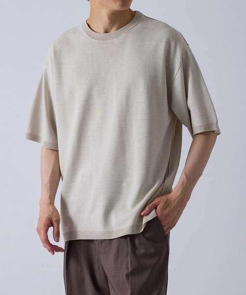 j.n.r.d(ジェー・エヌ・アール・ディー)の「j.n.r.d/ダブルジャガード半袖ニット(Tシャツ/カットソー・メンズ・ネイビー/オフホワイト/ライトグリーン・M/L/LL)」の18枚目の写真