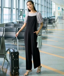 23区（ニジュウサンク）の「【一部店舗限定/吸水速乾/UVカット/接触冷感/洗える】ストレッチジョーゼット オールインワン（サロペット/オーバーオール）」