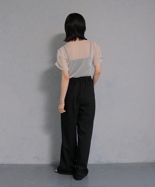 cheriella(シェリエラ)の「【cheriella】ソフトラメシアーパフスリーブトップス半袖 SOFT LAME SHEER PUFF SLEEVE SHORT TOPS(Tシャツ/カットソー・レディース・チャコールグレー/ブラック/アイボリー/ブルーグリーン・M)」の18枚目の写真