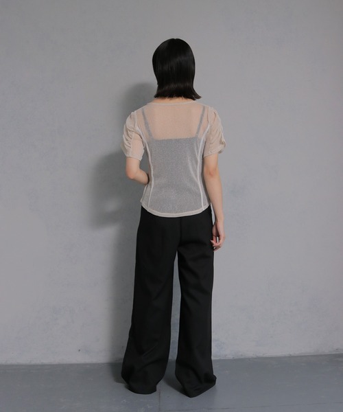 cheriella(シェリエラ)の「【cheriella】ソフトラメシアーパフスリーブトップス半袖 SOFT LAME SHEER PUFF SLEEVE SHORT TOPS(Tシャツ/カットソー・レディース・チャコールグレー/ブラック/アイボリー/ブルーグリーン・M)」の19枚目の写真
