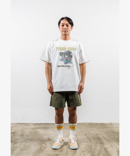 SAPEur Tシャツ YOUTH Lサイズ カモ セール】RIVER SIDE CULTURE/RSC TIGER SURF T-SHIRT (M4)（T