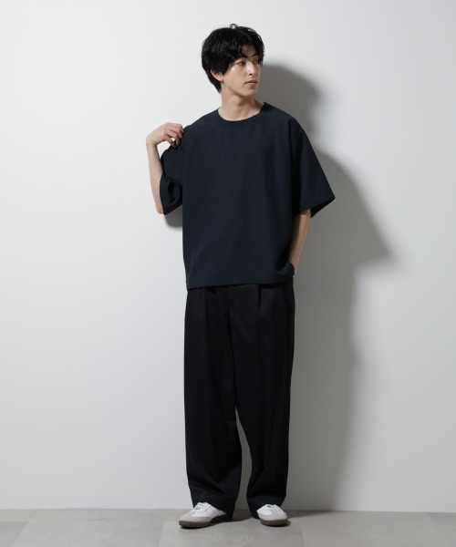 NANO universe（ナノユニバース）の「テックリネン布帛Tシャツ 半袖（Tシャツ/カットソー・メンズ・ブラウン/ホワイト/ネイビー/チャコール・XL/L/M/S）」の8枚目の写真