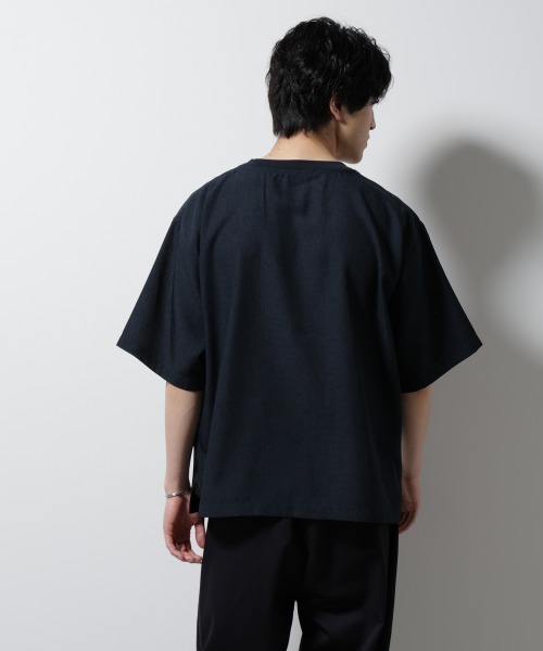 NANO universe（ナノユニバース）の「テックリネン布帛Tシャツ 半袖（Tシャツ/カットソー・メンズ・ブラウン/ホワイト/ネイビー/チャコール・XL/L/M/S）」の10枚目の写真