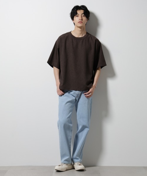 NANO universe（ナノユニバース）の「テックリネン布帛Tシャツ 半袖（Tシャツ/カットソー・メンズ・ブラウン/ホワイト/ネイビー/チャコール・XL/L/M/S）」の18枚目の写真