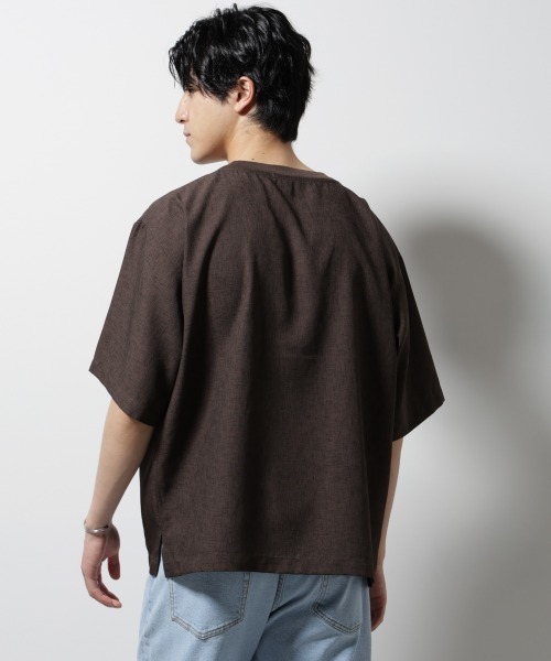 NANO universe（ナノユニバース）の「テックリネン布帛Tシャツ 半袖（Tシャツ/カットソー・メンズ・ブラウン/ホワイト/ネイビー/チャコール・XL/L/M/S）」の19枚目の写真