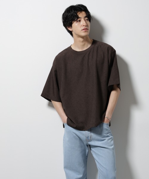 NANO universe（ナノユニバース）の「テックリネン布帛Tシャツ 半袖（Tシャツ/カットソー・メンズ・ブラウン/ホワイト/ネイビー/チャコール・XL/L/M/S）」の21枚目の写真