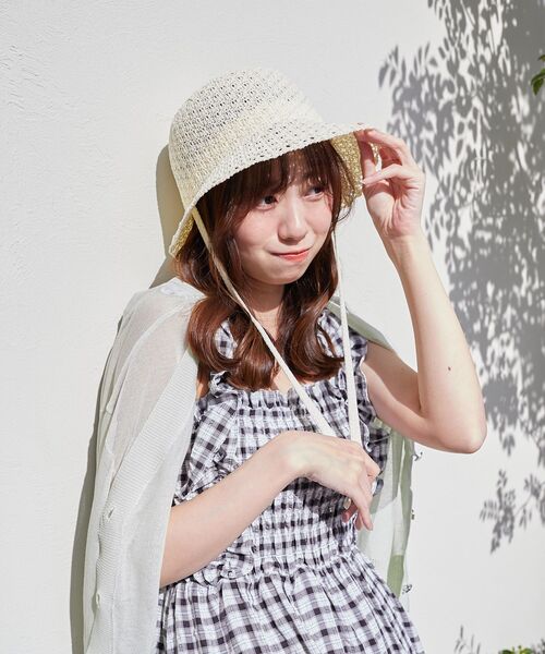 MAJESTIC LEGON（マジェスティックレゴン）の「レース編みハット（ハット・レディース・アイボリー/ブラック・FREE）」の4枚目の写真