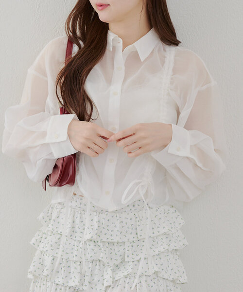 【新品】deres シアーデュアルブラウス　WHITE deres sheer dual blouse ホワイト