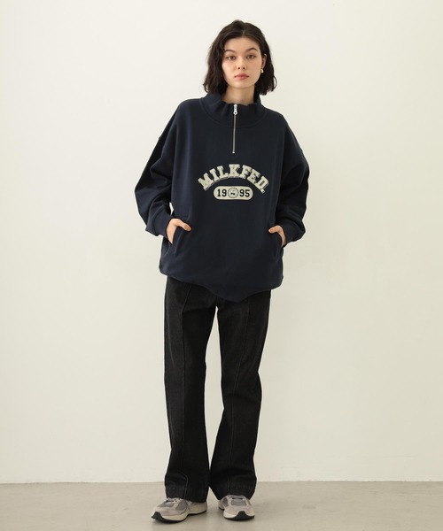 みるく COLLEGE LOGO HALF ZIP TOP（スウェット）｜MILKFED.（ミルク