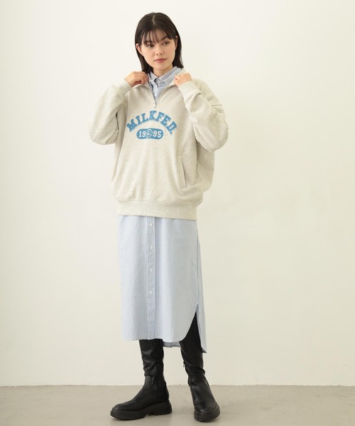 ◆ミルク◆ MILKFED.（ミルクフェド）の「ARCH LOGO ZIP UP HOODIE