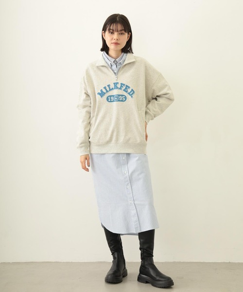 MILKFED.（ミルクフェド）の「COLLEGE LOGO HALF ZIP TOP（スウェット・レディース・オートミール/チャコール/ネイビー・M/L）」の16枚目の写真