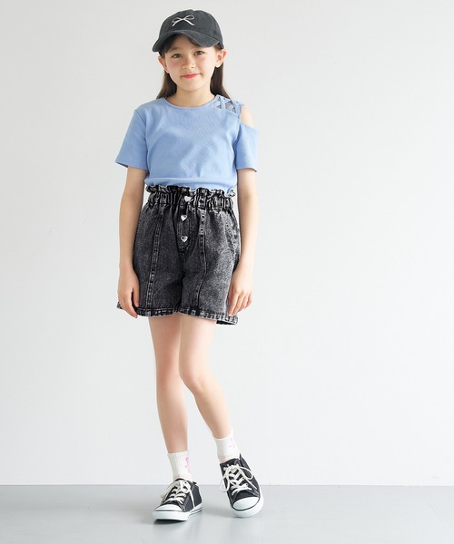 キッズ デニムハート釦ショートパンツ（デニムパンツ）｜coca