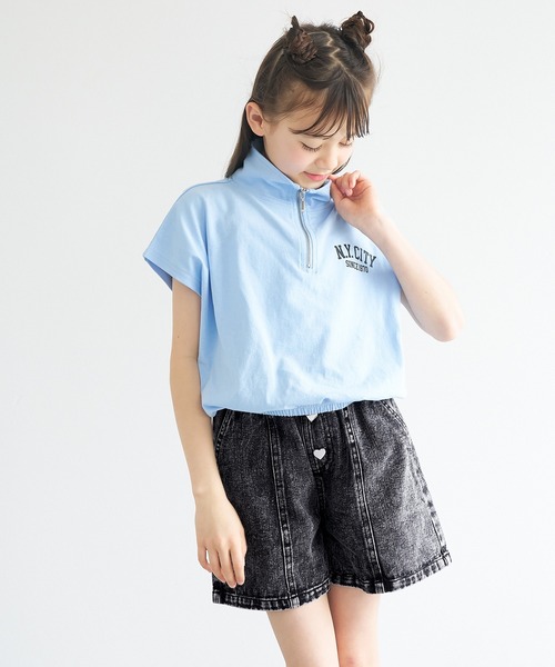 キッズ デニムハート釦ショートパンツ（デニムパンツ）｜coca