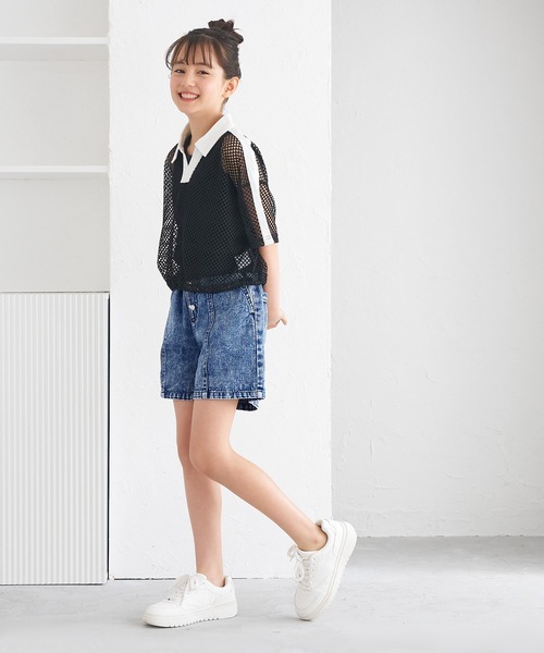 キッズ デニムハート釦ショートパンツ（デニムパンツ）｜coca