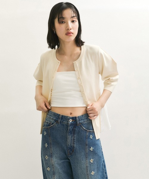 セール】ペプラムシャツコンビカーディガン（カーディガン