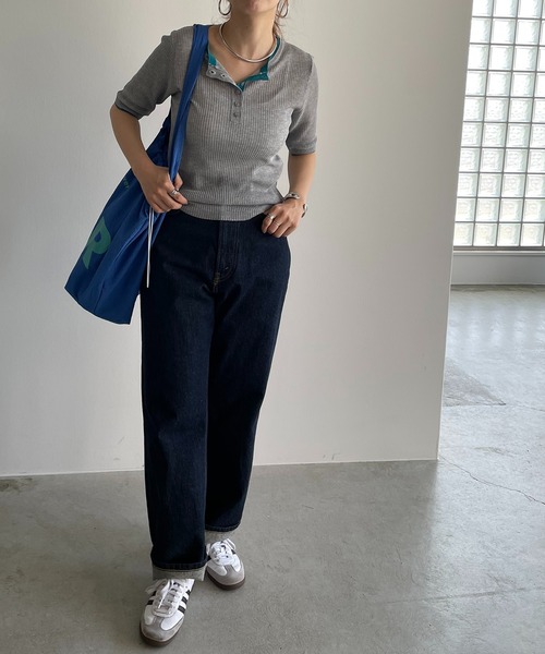 210nouve（トゥージュヌーブ）の「配色レイヤード風ヘンリーネックニット/トップス（ニット/セーター・レディース・チャコールグレー/グレー/アイボリー・FREE）」の18枚目の写真