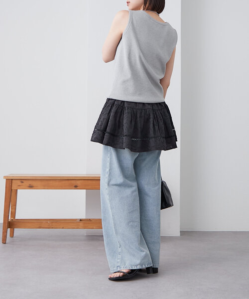 mystic（ミスティック）の「テレコスリーブレスT（Tシャツ/カットソー・レディース・アイボリー/グレー/ネイビー/イエロー/ブラック・FREE）」の7枚目の写真