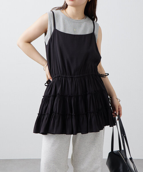 mystic（ミスティック）の「テレコスリーブレスT（Tシャツ/カットソー・レディース・アイボリー/グレー/ネイビー/イエロー/ブラック・FREE）」の10枚目の写真