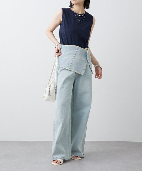 mystic（ミスティック）の「テレコスリーブレスT（Tシャツ/カットソー・レディース・アイボリー/グレー/ネイビー/イエロー/ブラック・FREE）」の15枚目の写真