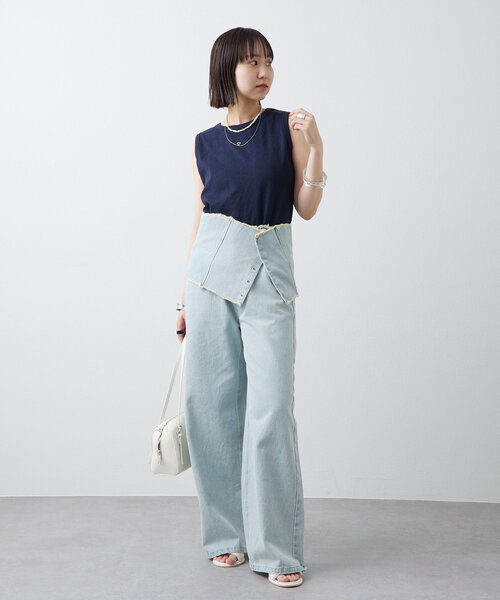 mystic（ミスティック）の「テレコスリーブレスT（Tシャツ/カットソー・レディース・アイボリー/グレー/ネイビー/イエロー/ブラック・FREE）」の16枚目の写真