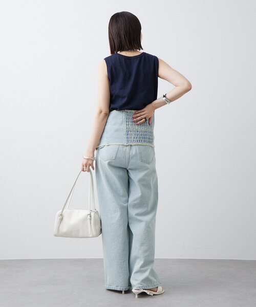 mystic（ミスティック）の「テレコスリーブレスT（Tシャツ/カットソー・レディース・アイボリー/グレー/ネイビー/イエロー/ブラック・FREE）」の17枚目の写真