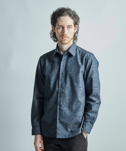 MEN'S BIGI（メンズビギ）の「【LIBERTY/リバティ】フラワージャガード 長袖シャツ（シャツ/ブラウス・メンズ・ライトグレー/グリーン/チャコールグレー・02/01/04/03）」の9枚目の写真