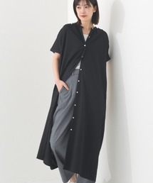 接触冷感前開きシャツワンピース