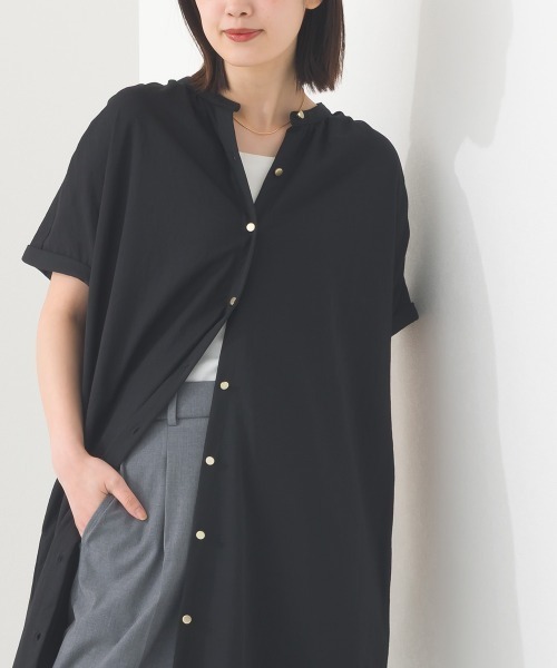 OMNES（オムネス）の「接触冷感前開きシャツワンピース（シャツワンピース・レディース・ブラック/オフホワイト/グレー/ダークグリーン/ネイビー/イエロー・FREE）」の18枚目の写真