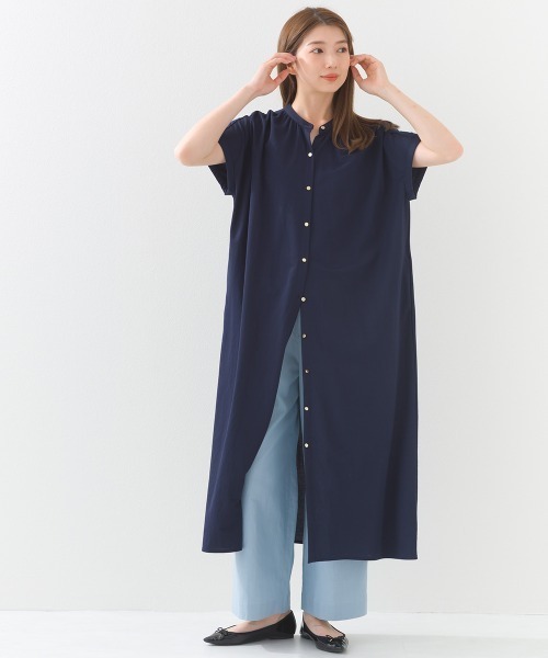OMNES（オムネス）の「接触冷感前開きシャツワンピース（シャツワンピース・レディース・ブラック/オフホワイト/グレー/ダークグリーン/ネイビー/イエロー・FREE）」の22枚目の写真