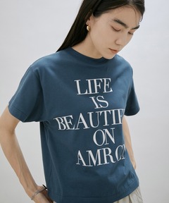 AMERICANA - 【美品】  Americana / アメリカーナ | 2023SS | × SALON adam et rope&#39; LIFE IS BEAUTIFUL 半袖Tシャツ | ホワイト | レディース AMERICANA tシャツ Tシャツ 「追加決定！」「Americana for
