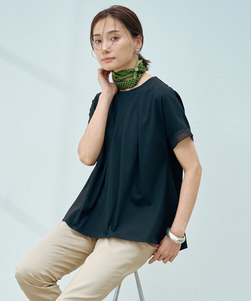 J.PRESS Ladies(J.プレス レディス)の「【洗える・接触冷感】プレーティングジャージー フレア カットソー(Tシャツ/カットソー・レディース・ホワイト系/スカイブルー系/ベージュ系/オレンジ系/ブラック系・SMALL)」の7枚目の写真
