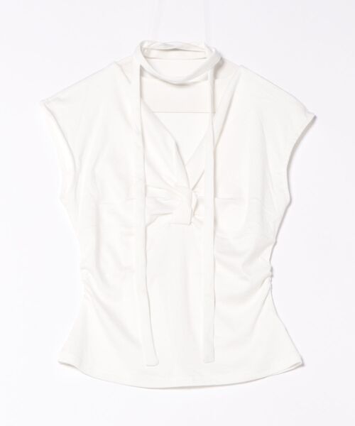 Lace Ladies(レースレディース)の「フロント ツイスト Vネック チョーカー付き カットソー(Tシャツ/カットソー・レディース・ブルー/グレー/ブラック/ホワイト・FREE)」の12枚目の写真