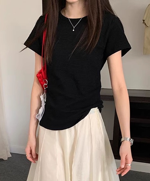 BANICO(バニコ)の「コンパクトシルエットベーシックTシャツ (SS)(Tシャツ/カットソー・レディース・ホワイト/ピンク/ベージュ/グレー/ブルー/ブラック・LARGE/MEDIUM)」の3枚目の写真