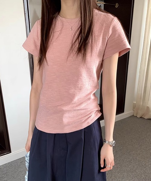 BANICO(バニコ)の「コンパクトシルエットベーシックTシャツ (SS)(Tシャツ/カットソー・レディース・ホワイト/ピンク/ベージュ/グレー/ブルー/ブラック・LARGE/MEDIUM)」の7枚目の写真