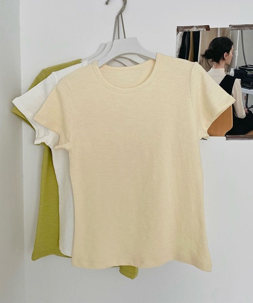 BANICO(バニコ)の「コンパクトシルエットベーシックTシャツ (SS)(Tシャツ/カットソー・レディース・ホワイト/ピンク/ベージュ/グレー/ブルー/ブラック・LARGE/MEDIUM)」の21枚目の写真