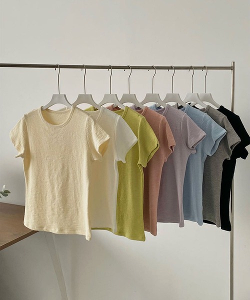 BANICO(バニコ)の「コンパクトシルエットベーシックTシャツ (SS)(Tシャツ/カットソー・レディース・ホワイト/ピンク/ベージュ/グレー/ブルー/ブラック・LARGE/MEDIUM)」の8枚目の写真