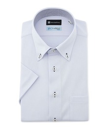 【冷感/完全ノーアイロン】半袖アイシャツ【アイスセンサー】ボタンダウン ホワイト/グレー/サックス/ネイビー
