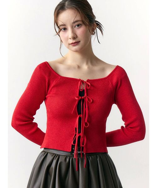 CALNAMUR（カルナムール）の「2WAYリボンラメニット（ニット/セーター・レディース・ピンク/レッド/ブラック・FREE）」の16枚目の写真