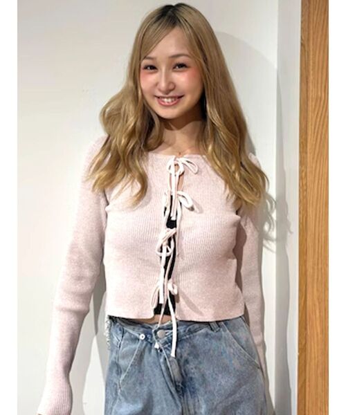 CALNAMUR（カルナムール）の「2WAYリボンラメニット（ニット/セーター・レディース・ピンク/レッド/ブラック・FREE）」の2枚目の写真