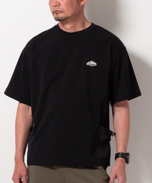 BAYBLO(ベイブロ)の「(SA) 梨地 ナイロンポケット 半袖 Tシャツ(Tシャツ/カットソー・メンズ・ホワイト/レディッシュグレー/ベージュ/ブラック・M/L/LL)」の16枚目の写真
