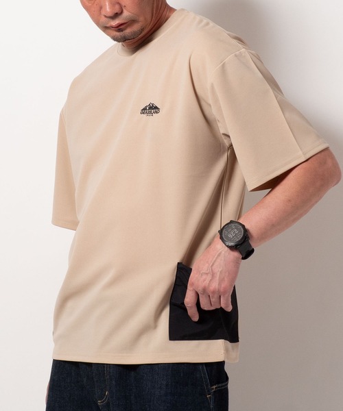 BAYBLO(ベイブロ)の「(SA) 梨地 ナイロンポケット 半袖 Tシャツ(Tシャツ/カットソー・メンズ・ホワイト/レディッシュグレー/ベージュ/ブラック・M/L/LL)」の22枚目の写真